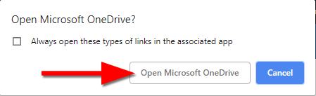 Click Open Microsoft OneDrive
